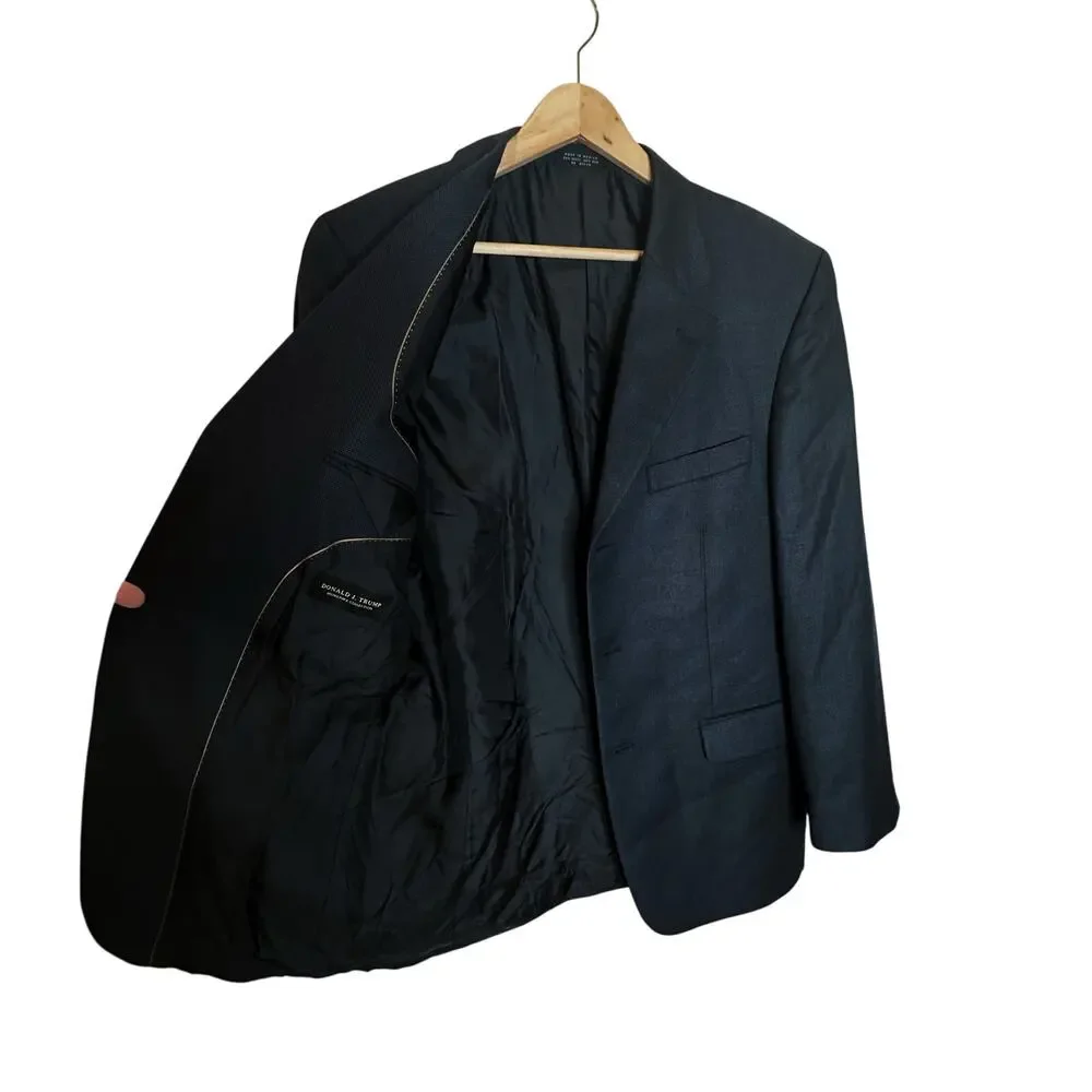 Donald J. Trump Navy Blue Blazer Mens Wool Silk Blend 40R Mens President of US